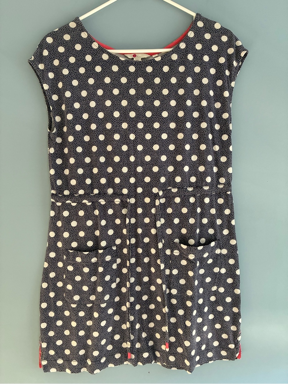 Boden Navy and White Polka Dot Shirt